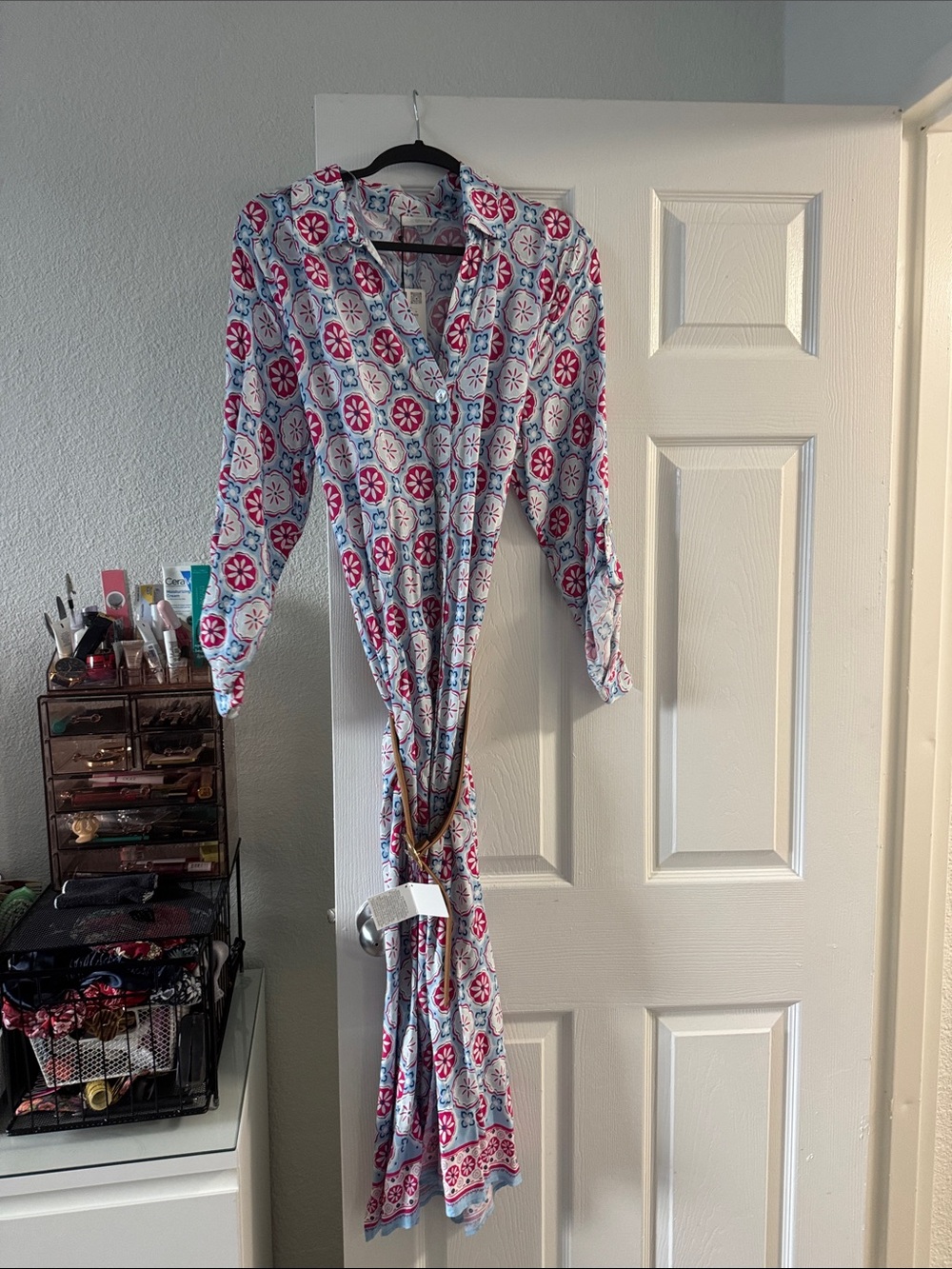 Printed Zara dress with Red and Blue Medallion Pattern